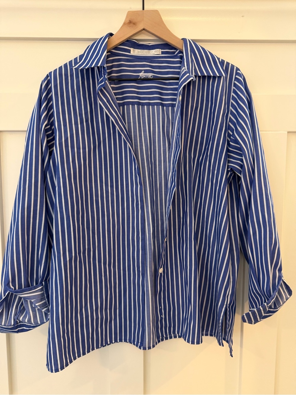 Foxcroft Blue and White Stripe Shirt